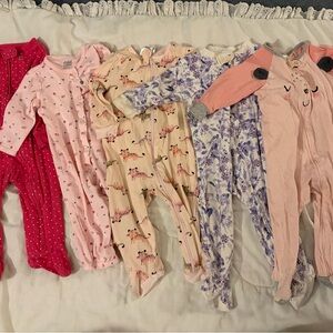 (10) Baby girl sleepers 100% cotton 6-9M